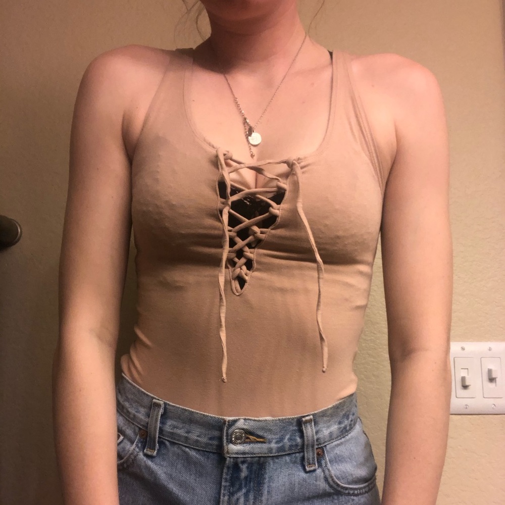 Topshop Lace Up Bodysuit - Picture 2 of 2